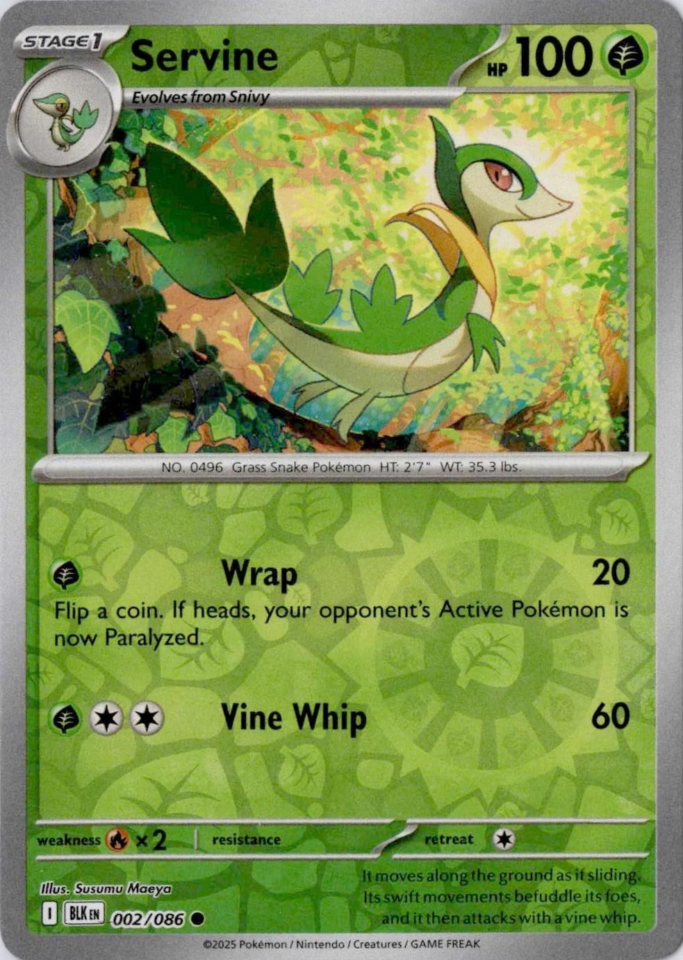 Black Bolt Servine [Reverse] Pokémon card